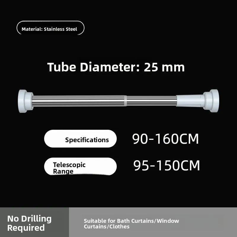 Stainl Steel Adjustable Rod No Drilling Required for Bedroom Closet Curtain Rod Batoom Clothesline Curtain Rod