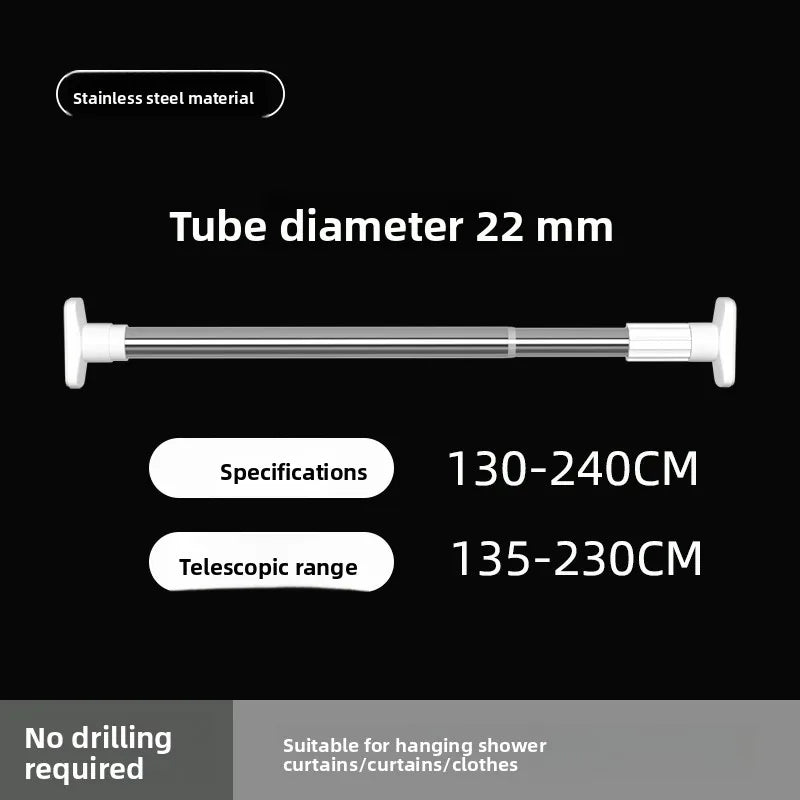 Stainl Steel Adjustable Rod No Drilling Required for Bedroom Closet Curtain Rod Batoom Clothesline Curtain Rod