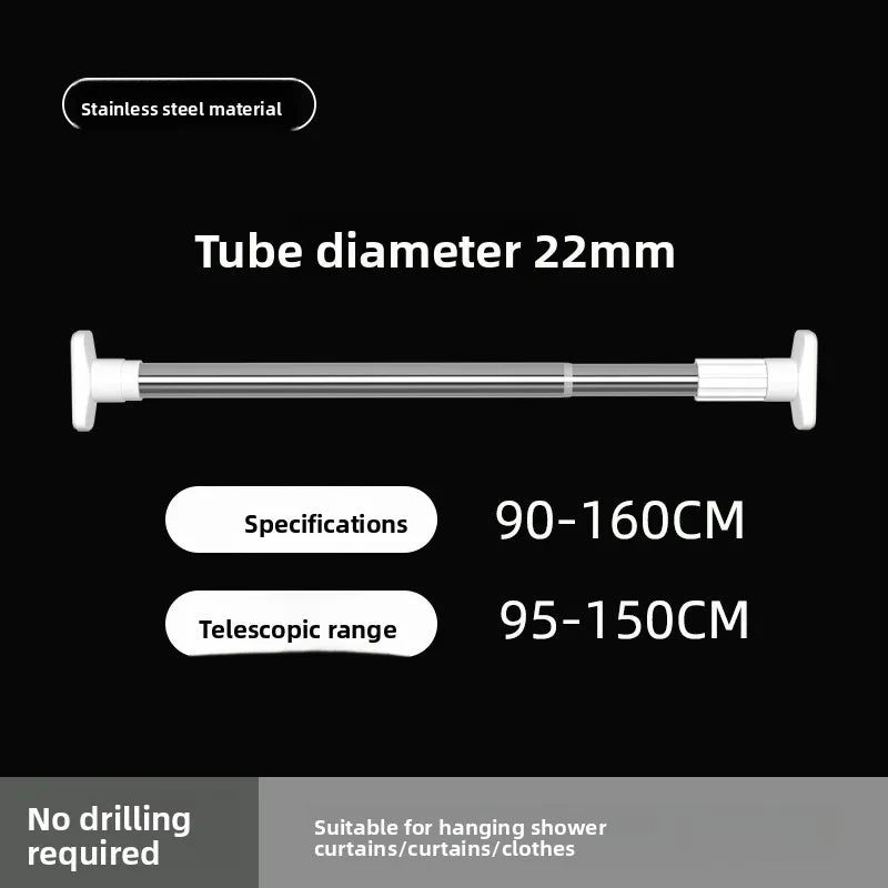 Stainl Steel Adjustable Rod No Drilling Required for Bedroom Closet Curtain Rod Batoom Clothesline Curtain Rod