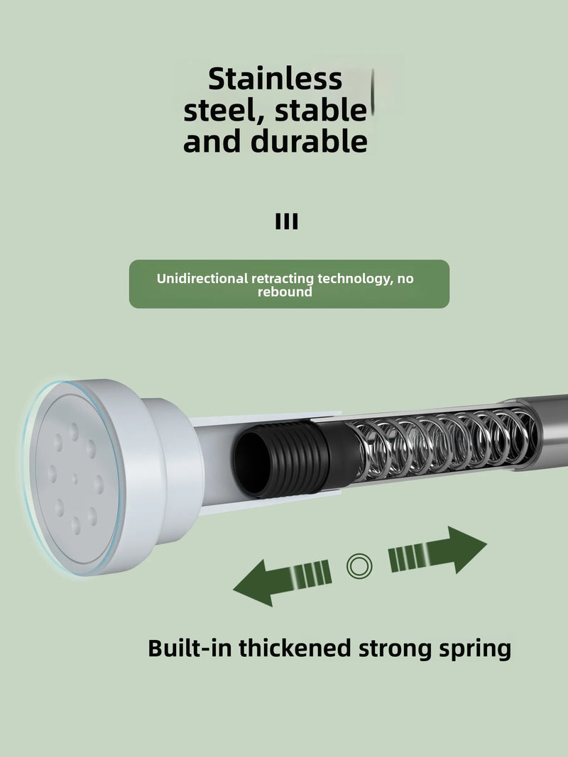 Stainl Steel Adjustable Rod No Drilling Required for Bedroom Closet Curtain Rod Batoom Clothesline Curtain Rod