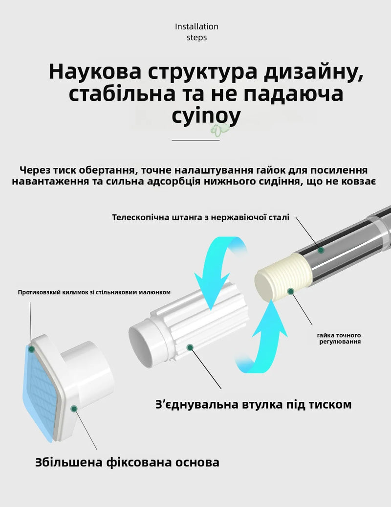 Stainl Steel Adjustable Rod No Drilling Required for Bedroom Closet Curtain Rod Batoom Clothesline Curtain Rod